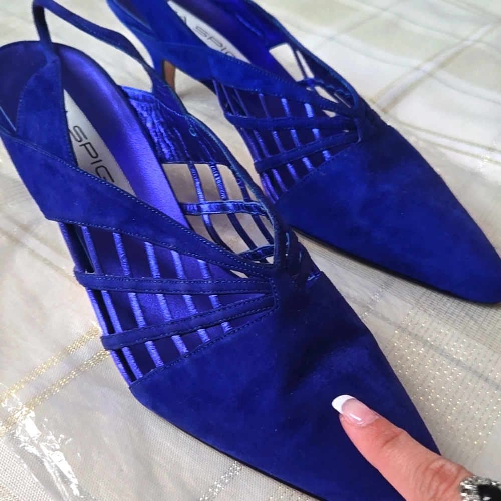 Via Spiga Electric Blue Sling Back Heels - Picture 8 of 15